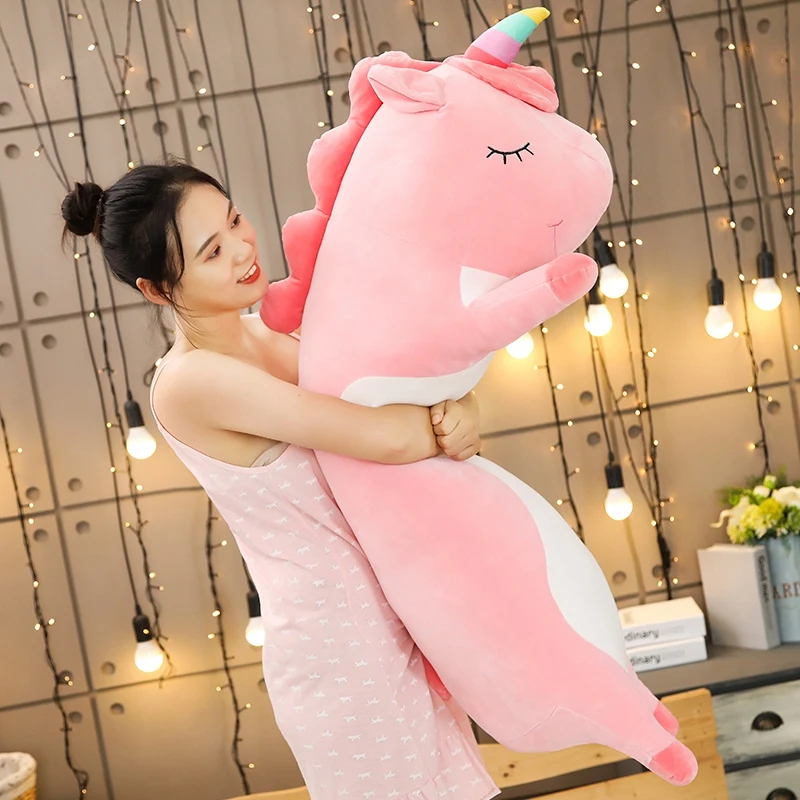 1pc 120CM Cartoon Animal Dinosaur Unicorn Cat Plush Toys Stuffed Soft Long Sleeping Pillow Dolls Children Birthday | Игрушки и хобби