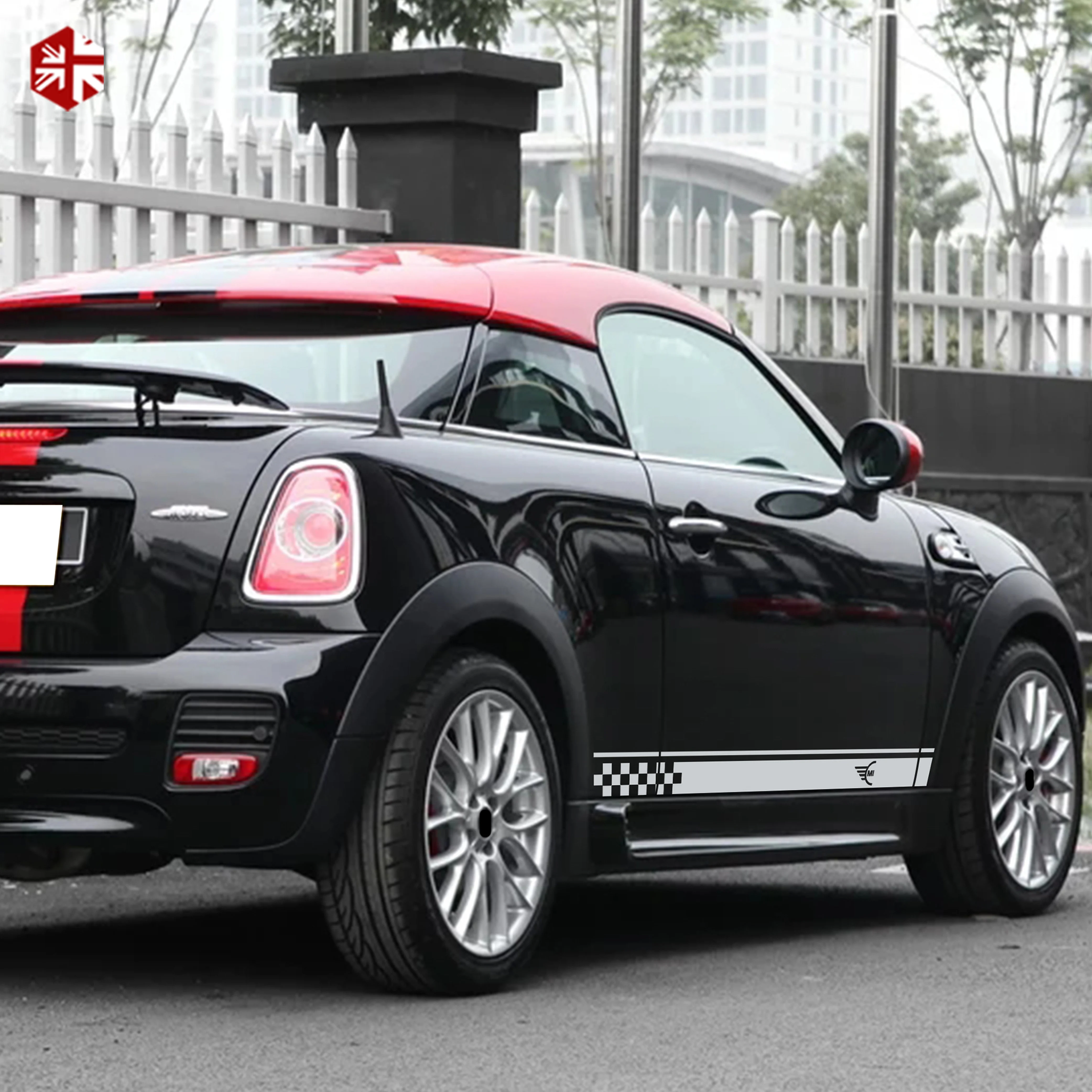 2 Pcs Car Styling MINI Logo Car Door Side Stripes Sticker Body Graphics Decal For MINI Cooper S One JCW R57 R58 R59  Accessories
