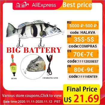 BEST PROMO ❤️ Robotic Swimming Lures Fishing Auto Electric Fishing Lure Bait Wobblers For Swimbait USB Rechargeable Flashing LED light - discount item 35% OFF Sports & Entertainment