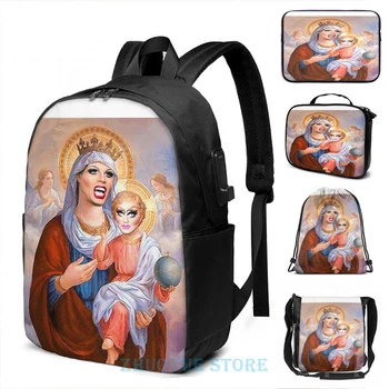 

Funny Graphic print Trixya USB Charge Backpack men School bags Women bag Travel laptop bag