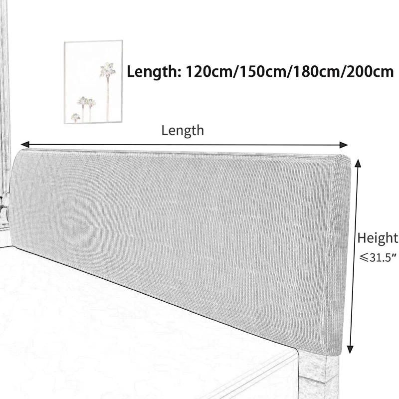 Stretch Universal Bed Headboard Cover Square Jacquard Slipcover for Bedroom