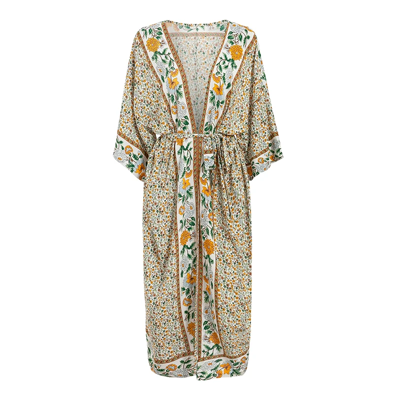Bikinx Kaftan saida de пляжное платье в полоску с закрытой крышкой sarong кардиган женский сексуальный принт халат de plage Летняя Пляжная накидка - Цвет: X19SW1778