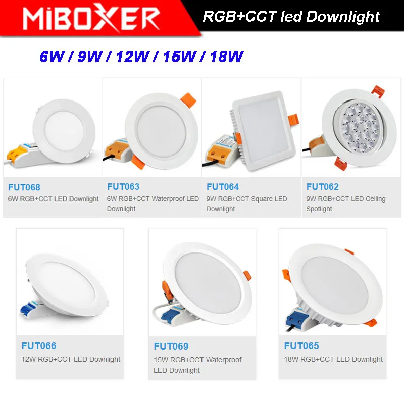 Miboxer AC110V 220 В 6 Вт/9 Вт/12 Вт/15 Вт/18 Вт RGB+ CCT светодиодный потолочный светильник с регулируемой яркостью светодиодный прожектор FUT062/FUT063/FUT066/FUT068/FUT069