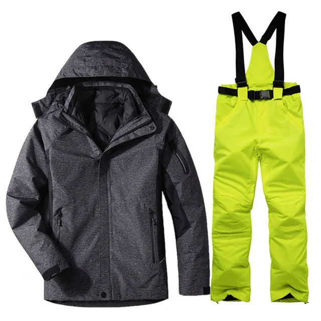 Толстый теплый лыжный костюм для женщин, водонепроницаемая ветрозащитная Лыжная куртка и брюки для сноубординга, комплект женских зимних костюмов, одежда 2 в 1 - Цвет: Camouflage D gray