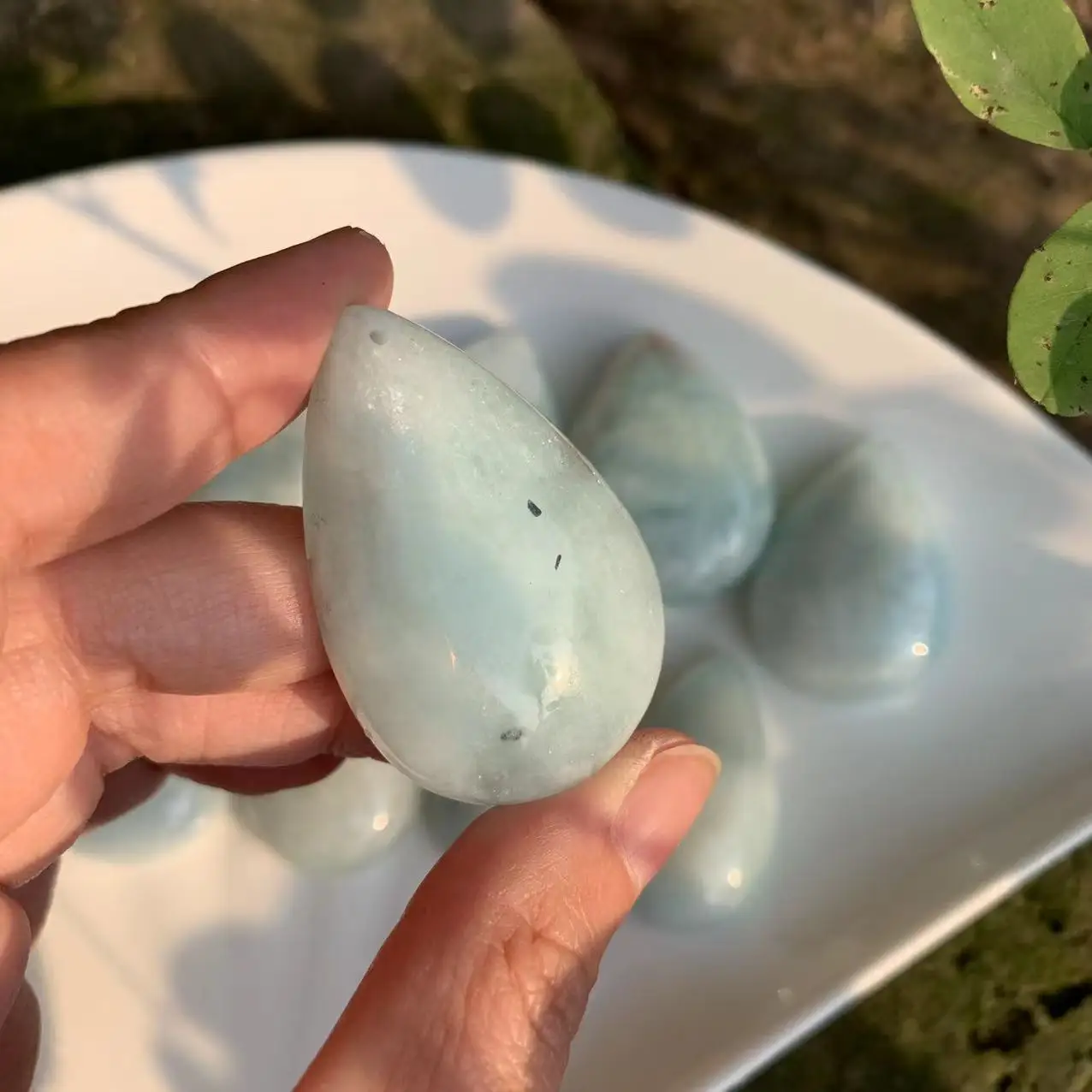 Natural Aquamarine Necklace Pendant jewelry Good Luck Gift water drop