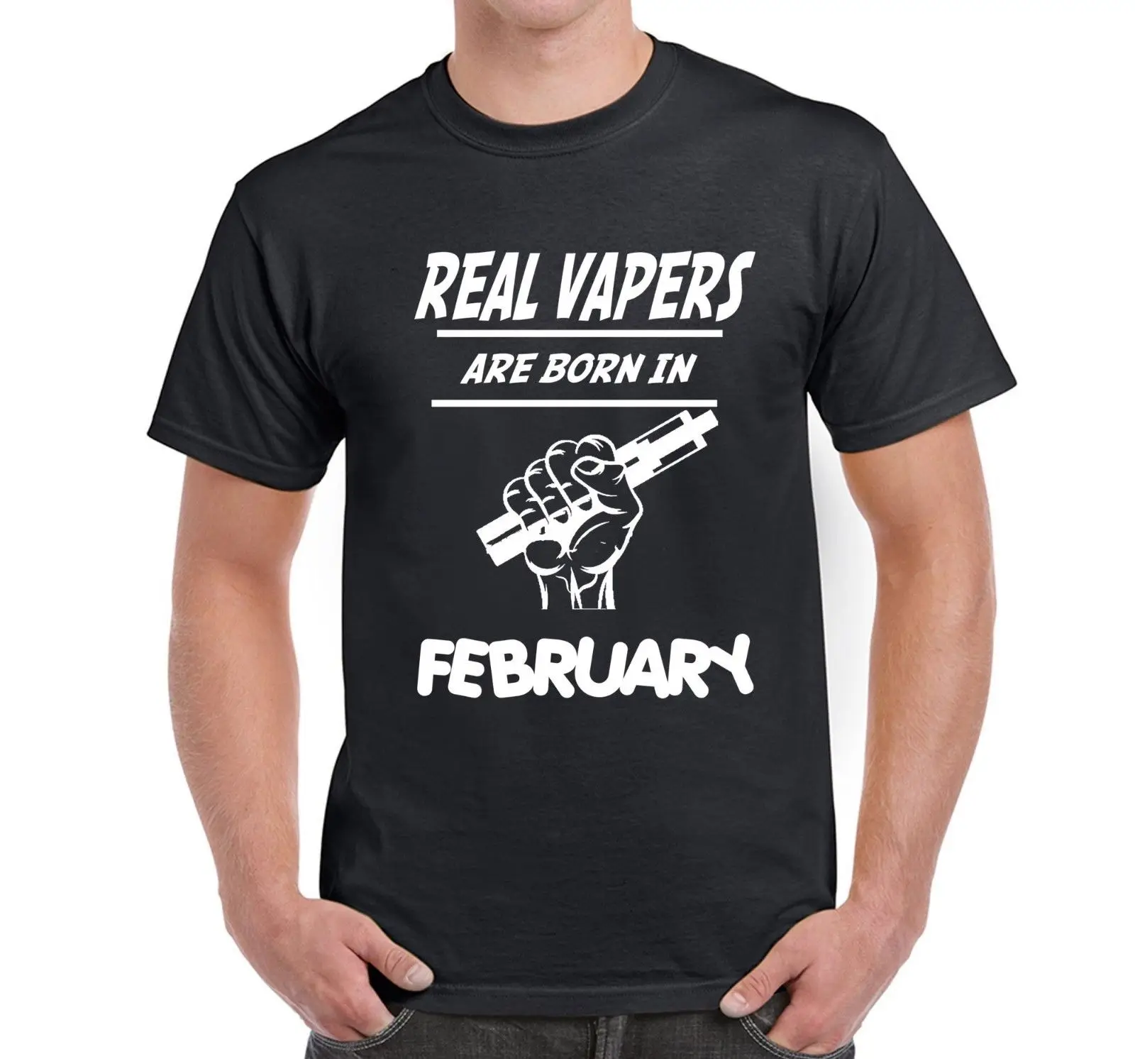 Мужская футболка с надписью Real Vapers Are Born In feber подарок на день рождения классная
