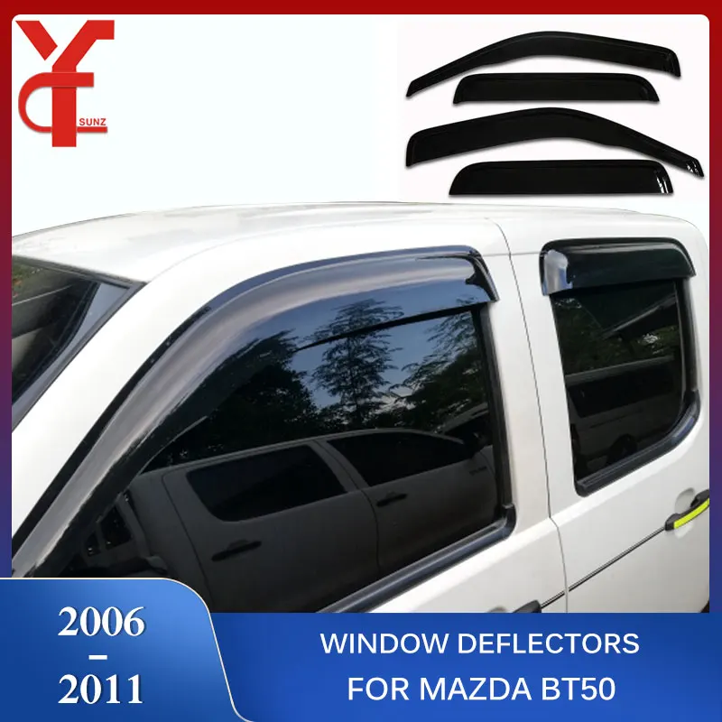 

Car Wind Deflector For Mazda Bt50 2006 2007 2008 2009 2010 2011 Black Car Window Deflectors Visor Vent shade rain sun guard