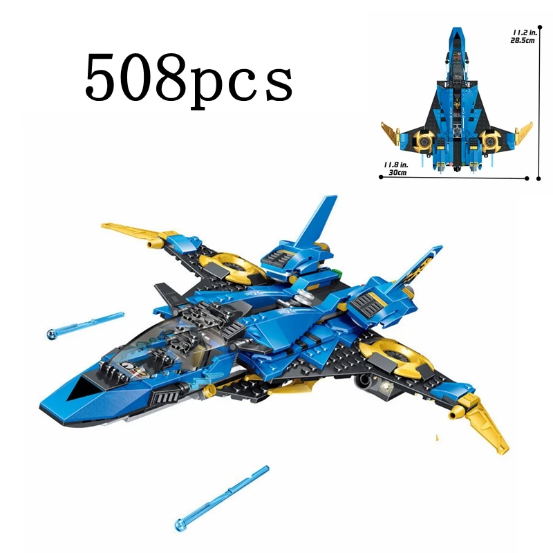 

508Pcs Ninja Warship Aircraft Fighter Building Blocks Compatible Legoed Technic Ninjago -Jay Knight Figures Toys For Child Gifts