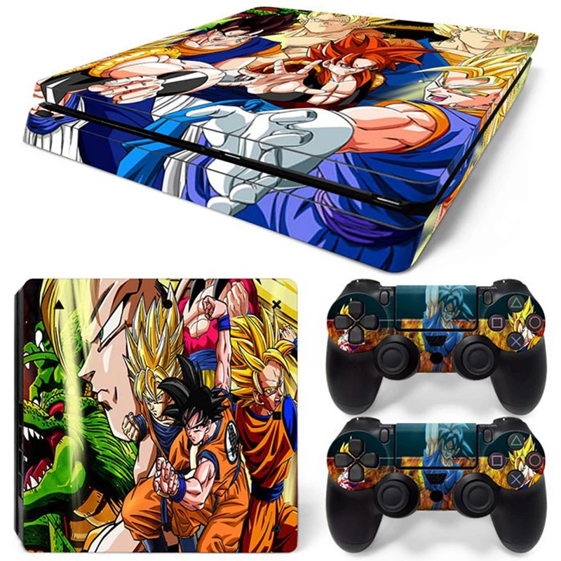 Hot Anime Goku Sticker Cover Wrap Protector Skin For Sony PS4 Slim Console & 2PCS Controller Skin Decal For PS4 Slim