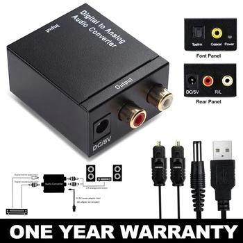 

3.5mm Digital To Analog Audio Converter Adapter Coaxial Toslink Audio To 2RCA L/R Audio USB Powered Toslink 1XRCA Stable Decode