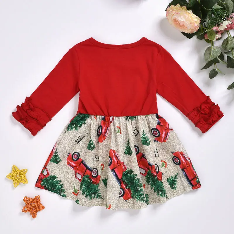 Toddler Kid Baby Girl Christmas Xmas Floral Dress Party Princess Pageant Dresses