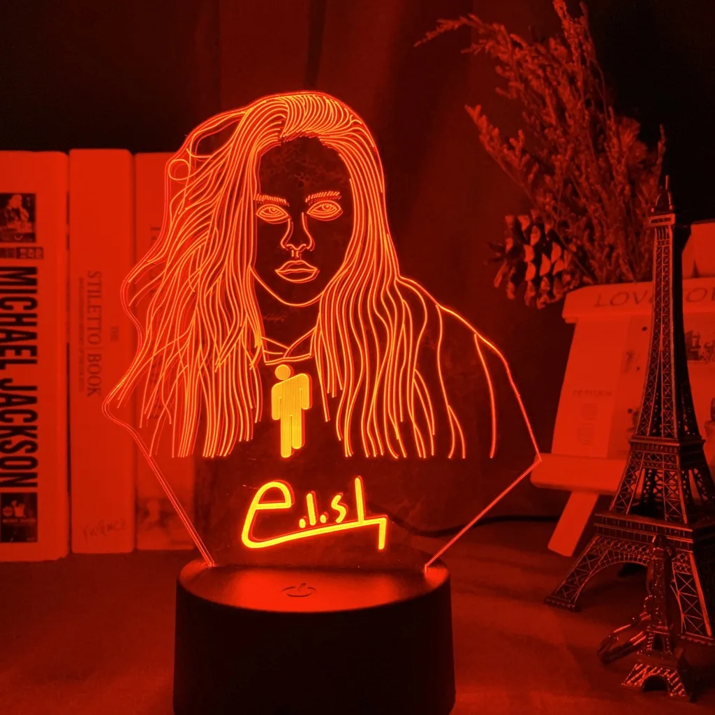 Американский певец-сочинитель Billie Eilish фигура светодиодный ночной Светильник для фанатов подарок для офиса домашний декоративный Ночной светильник прикроватная лампа для спальни