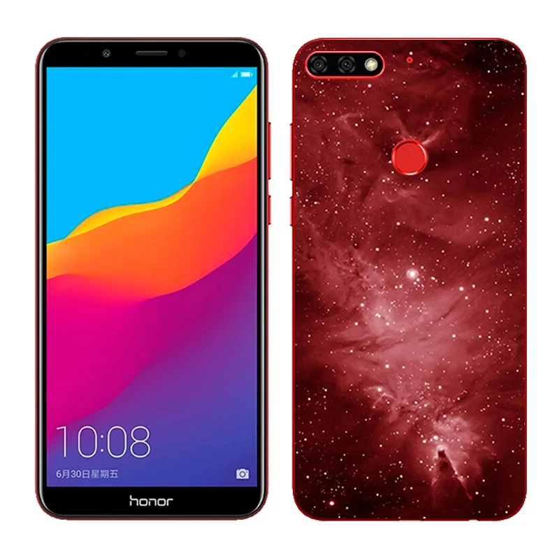 Матовый черный чехол для телефона Huawei Honor 7C Мягкий Силиконовый ТПУ с рисунком 5 7