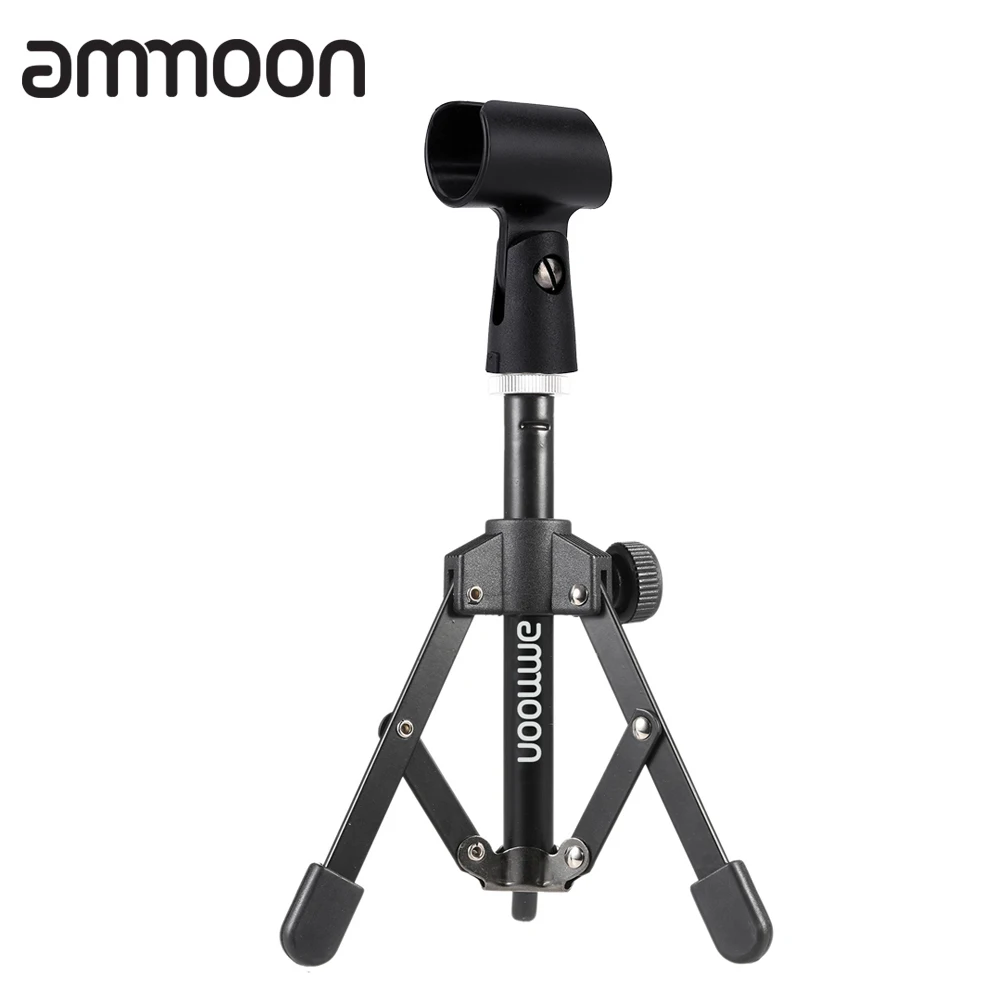 

ammoon MS-12 Microphone Stand Mini Foldable Adjustable Desktop Microphone Stand Tripod with MC5 Mic Clip Holder Bracket