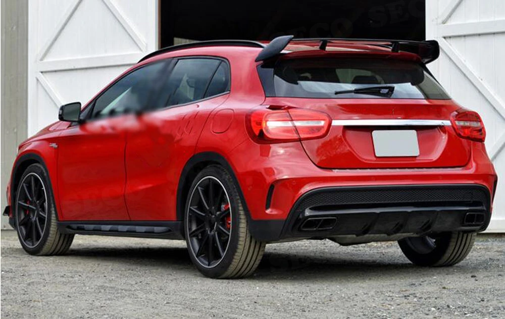 Для Benz GLA класса X156 GLA45 Спорт- задний диффузор спойлер планки с 4 Выпускной советы ABS Задний бампер протектор