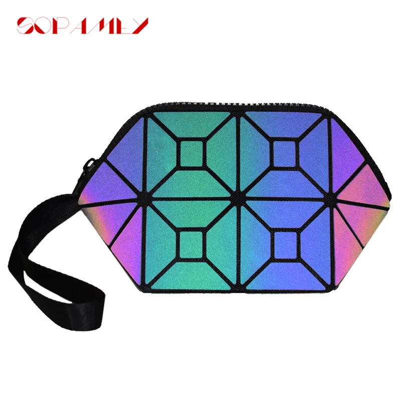Fashion Women Drawstring Cosmetic Bag Travel Makeup Bag Organizer Geometric Folding Make Up Bags Storage Pouch Toiletry Wash Bag