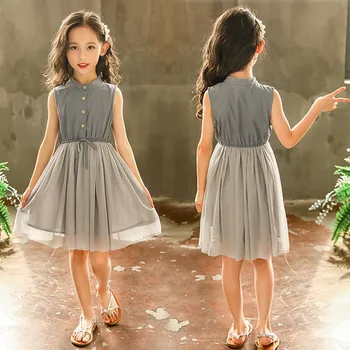 

Dress Girl Summer Princess Sleeveless Mesh Spliced Kids Dresses Kids Clothes 4 5 6 7 8 9 10 11 12 year Old Girl Costumes