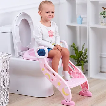 

Baby Potty Training Seat Children Potty Baby Toilet Seat With Adjustable Ladder Infant Toilet Training Folding Seat 2 Colors