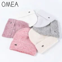 OMEA НОВАЯ шапка из меха кролика ангоры Женская Шапка Лыжная Вязаная кашемировая зимняя Лыжная шапочка для мужчин подарок на Рождество хлопковые шапки для девочек розового цвета