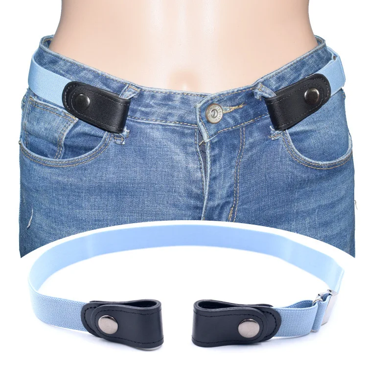 

Women's Buckle-Free Elastic Belts Invisible Belt for Jeans No Bulge Hassle Band Fashion Casual Adjustable Button Canvas Belt