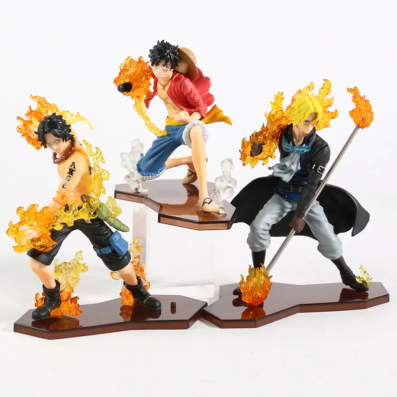 Аниме One Piece Attack Styling Luffy + Sabo Ace ПВХ Фигурки коллекционные модели игрушек 3