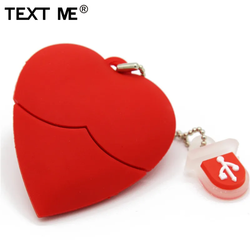 USB флеш накопитель TEXT ME в виде красного сердца 2 0 4 ГБ 8 16 32 64 ГБ|USB флэш-накопители| |
