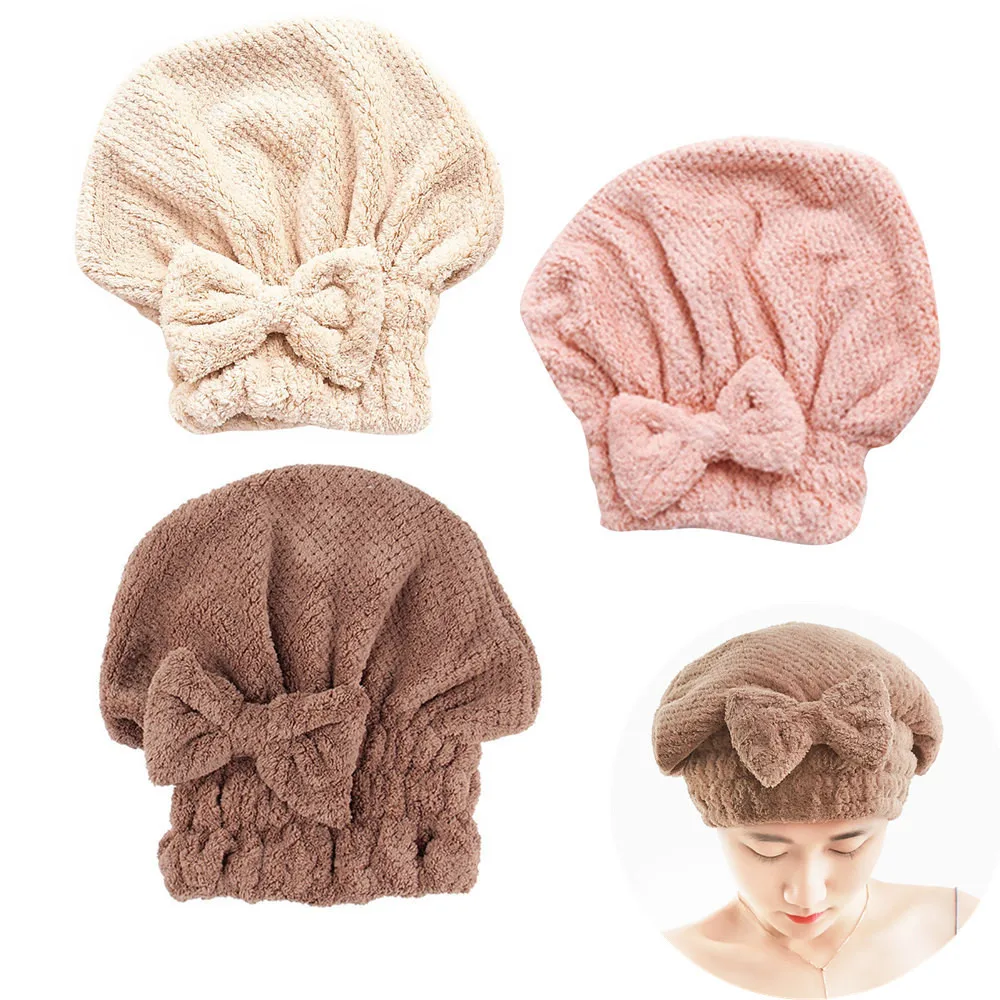 

Caps Drying Hair Microfiber Turban After shower Quickly Bathing Shower Cap Wrapped Bath Sauna accessories touca para cabelo 2