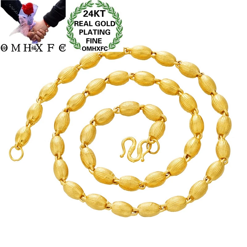 

OMHXFC NL227 Jewelry Wholesale European Fashion Fine Hot Man Party Birthday Wedding Gift Olive Beads 24KT Gold Chain Necklace