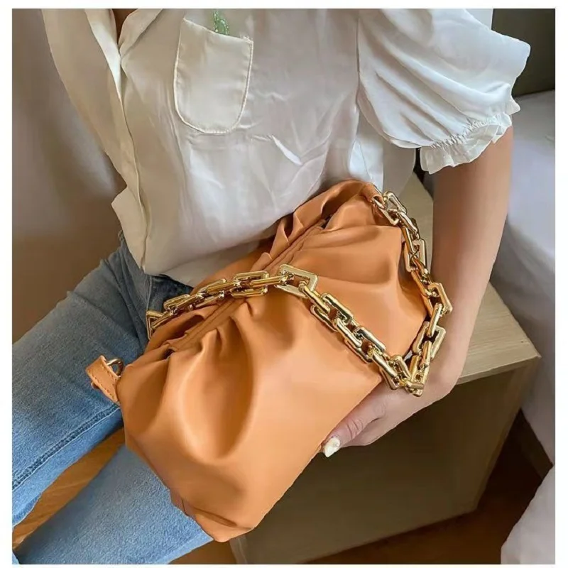 

Pleated Bags For Women 2022 Trend Orange Green Purses And Handbags Luxury Designer Clutch Crossbody Bag Women Leather Handbags