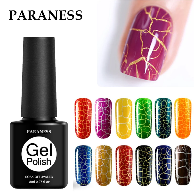 

Paraness Crackle Gel Nail Polish Cracking Gellak UV LED Nail Gel Varnish Semi Permanent Color Gel Lacquer Soak Off Nail Art