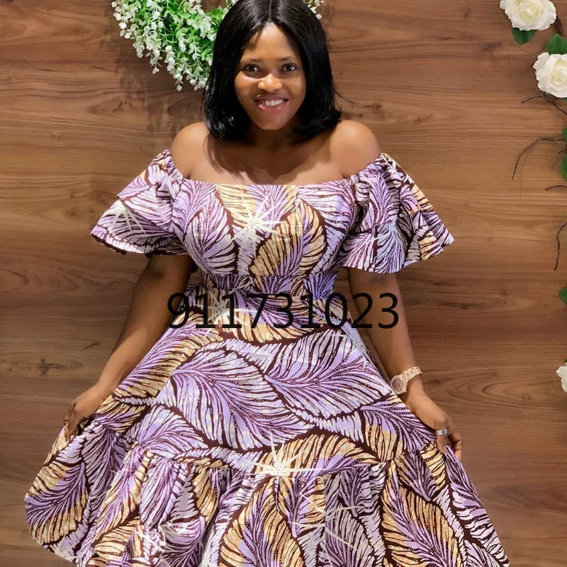 African Dresses For Women 2021 Polyester Fashion Spring Summer Dashiki Africa Style Print Rich Bazin Midi Dress | Тематическая