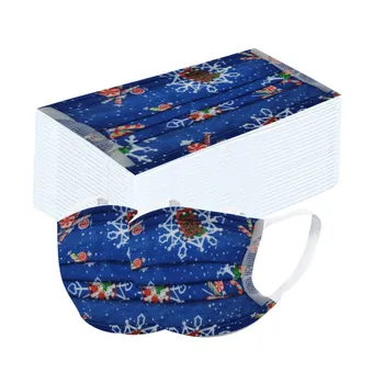 

Christmas Printed mask 50PCS Disposable Adults Unisex Meltblown Non-woven Soft mouth Mask 3 Layers Ply Filter face Mask Masque