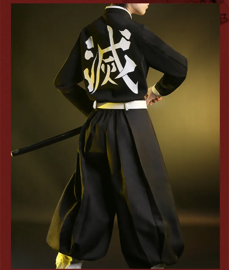 Костюм демона: Kimetsu no Yaiba Rengoku Kyoujurou Cospaly, рождественские наряды, Мужская Униформа, кимоно Аниме для маскарада