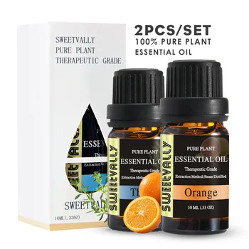 

New 2Pcs/Set Orange & Thyme Essential Oil Natural Plant Friut Flavor Pain Relief Essential Oil For Air Humidifier Aromatherapy