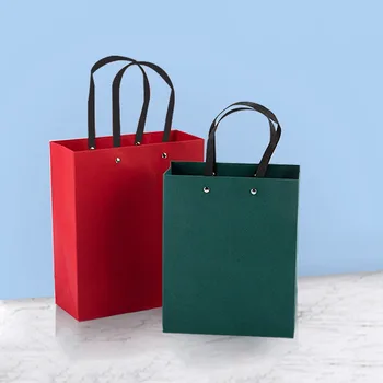 

12pcs White rivet kraft paper bag portable packaging bags cosmetic wig clothing shopping bag birthday gifts bags bolsas de papel