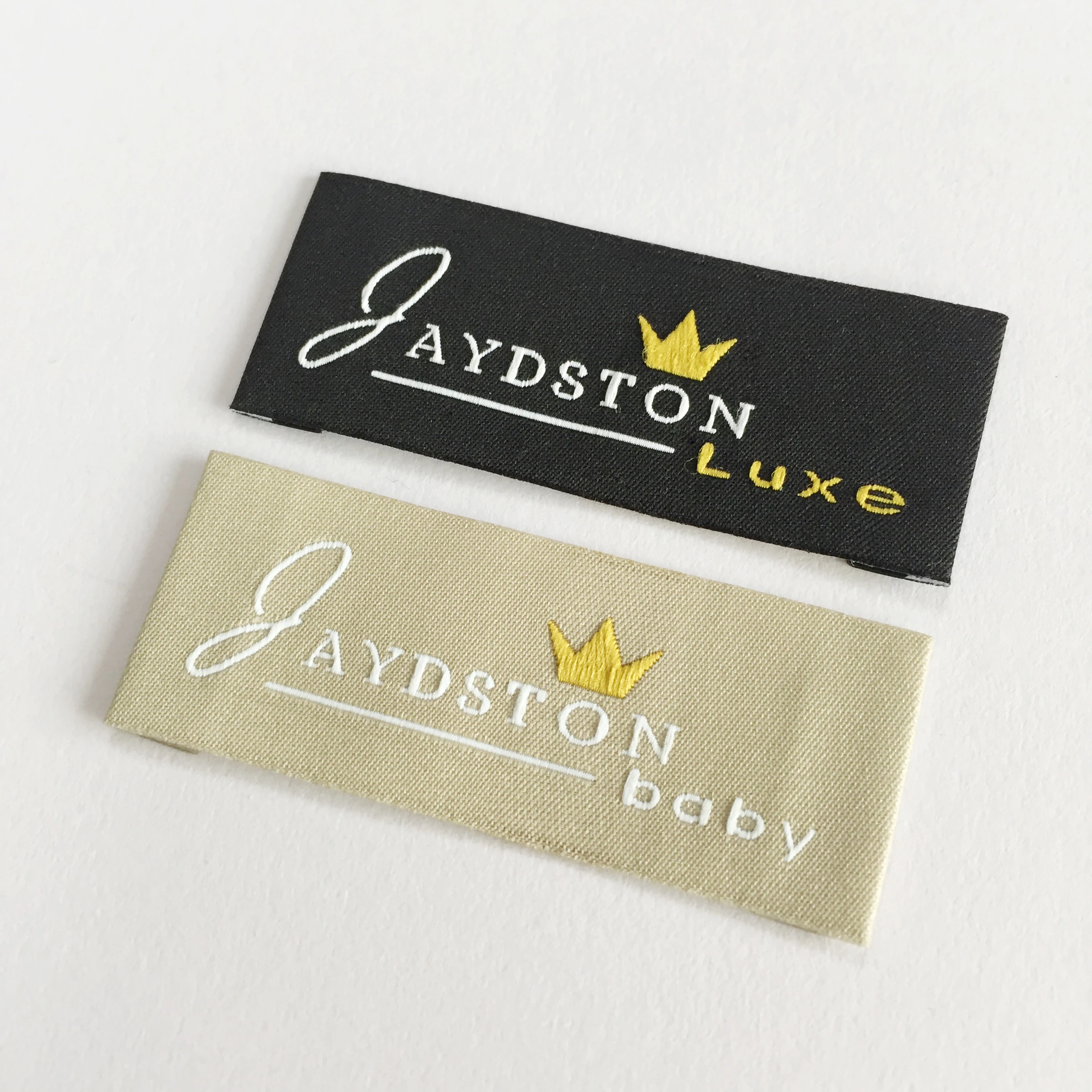 Custom Brand Logo High Density End Fold Sewing Damask Garment Tag Neck Woven Label for Luxury Clothing