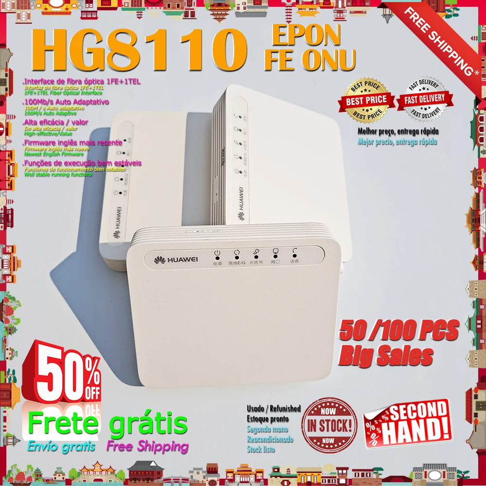 Оптоволоконный модем EchoLife HG8110 FE EPON 20/50/100 шт. 100 Мбит/с ONU ont FTTH Подержанный