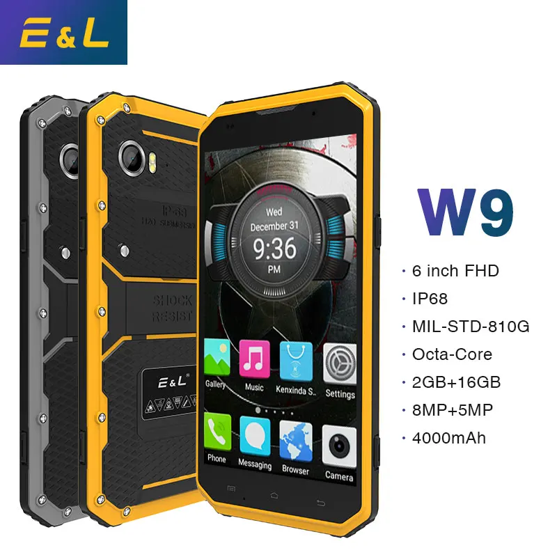 

KENXINDA KXD E&L W9 Android Mobile Phone RAM 2GB ROM 16GB Octa Core Smartphone Waterproof 8MP 5MP Dual SIM LTE 4G Cellphones