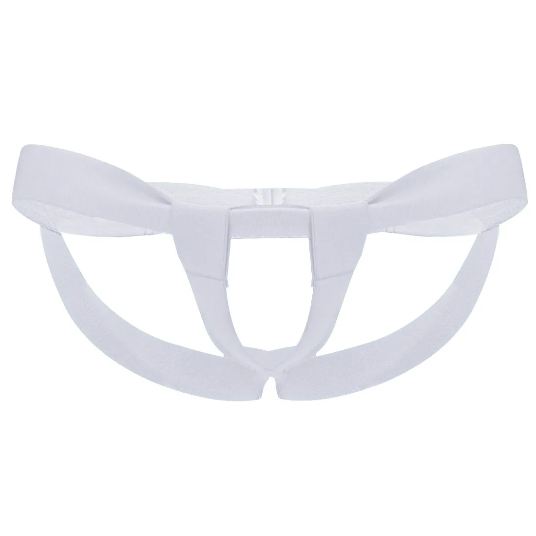 Man Bandage G-string Underwear with Enhancing Strap Open Crotch and Butt Elastic Waistband Hallow Out Thong Underpants white knee high stockings Exotic Apparel