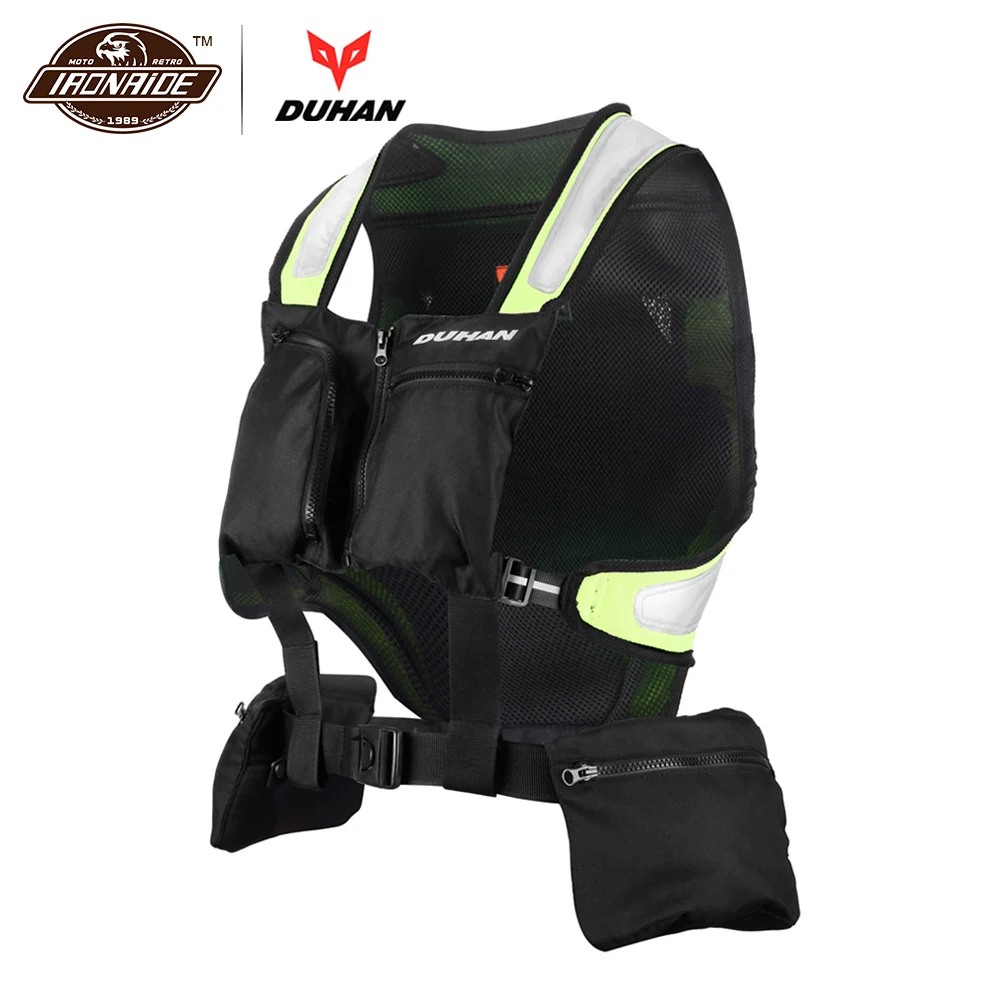 

DUHAN Motorcycle Vest Reflective Moto Vest With Back Protector Motocross Vest Safe Amor Vests for Men Women