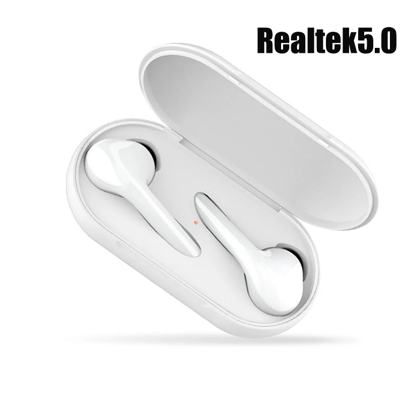 5,0 TWS беспроводные наушники 6D Touch стерео bluetooth наушники гарнитура Hifi спортивные наушники с микрофоном зарядная коробка для IOS Android - Цвет: White( Realtek5.0)