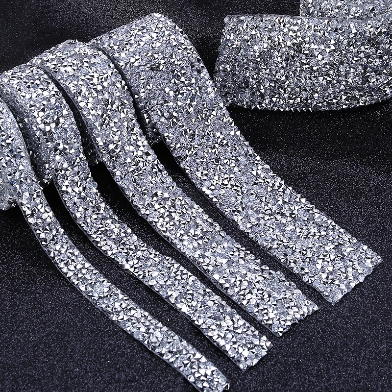 Rhinestone Tape Self-adhesive, Rhinestones Tape Silver for