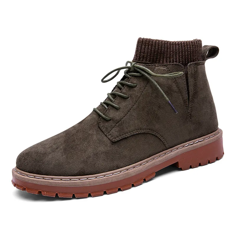 Трендовая мужская повседневная обувь; высокие кроссовки; удобные теплые износостойкие Ботинки martin; Уличная обувь для альпинизма; походная обувь на шнуровке - Цвет: Зеленый