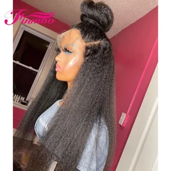 

13x6 Kinky Straight Lace Front Human Hair Wigs With Baby Hair 360 Lace Frontal Wig For Women Pre Plucked Peruvian Remy 150%