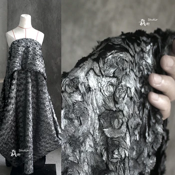 

Silver Grey Metallic Crack Texture Wool designer fabric for patchwork bazin riche getzner tissus telas por metros