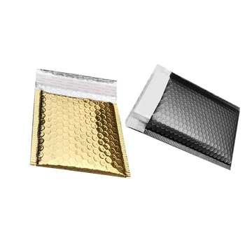 

80Pcs Bubble Postage Shipping Bags Envelopes Package Birthdays Bright Surface Gifts Bag 15X13cm+4cm - 40pcs Gold & 40Pcs Black