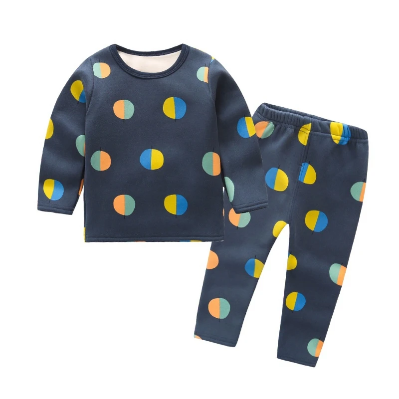 Детские пижамные комплекты для мальчиков и девочек Милая футболка с длинными рукавами и рисунком топы и штаны осенняя одежда для сна для