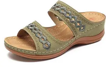 

YEELOCA 2020 Fashion Sewing Thread Flip Flops m002 Open Toe Wedge Sandals Platform Beach Shoes FT65971