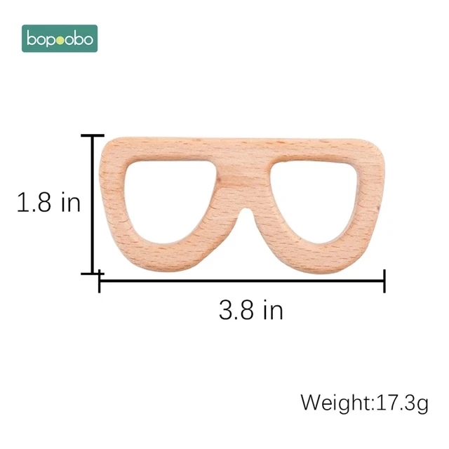 Glasses Bopoobo 5 шт. деревянный Прорезыватель для еды, из бука, деревянные животные, детские игрушки для новорожденных, подвеска, соска, комплект для медицинских процедур, Детские трофеи - Цвет: Glasses