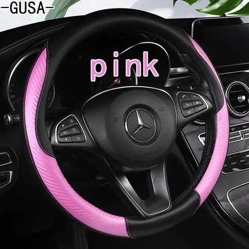 Универсальный Зимний плюшевый чехол рулевого колеса автомобиля хрустальные стразы Чехлы для рулевого колеса автомобиля аксессуары для салона автомобиля - Название цвета: pink